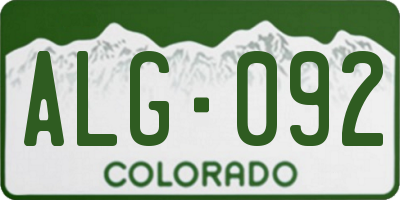 CO license plate ALG092
