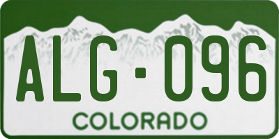 CO license plate ALG096
