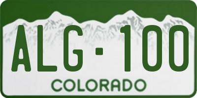 CO license plate ALG100