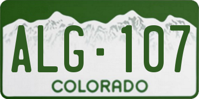 CO license plate ALG107