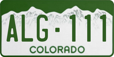 CO license plate ALG111