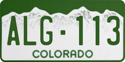 CO license plate ALG113
