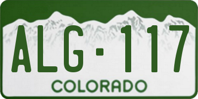 CO license plate ALG117