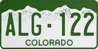 CO license plate ALG122
