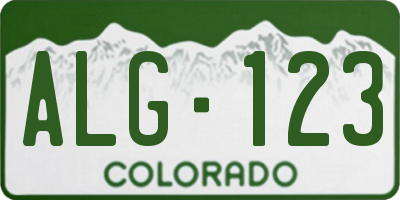 CO license plate ALG123