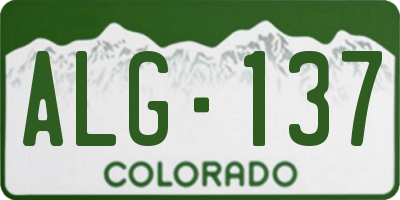 CO license plate ALG137