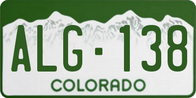 CO license plate ALG138