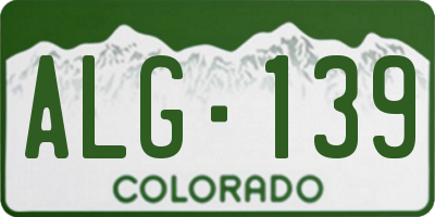 CO license plate ALG139