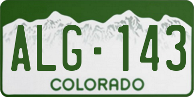 CO license plate ALG143