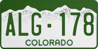 CO license plate ALG178