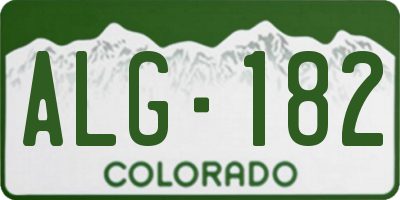 CO license plate ALG182