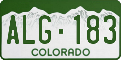 CO license plate ALG183