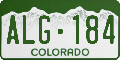 CO license plate ALG184