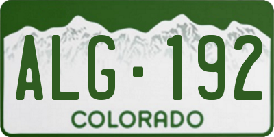 CO license plate ALG192
