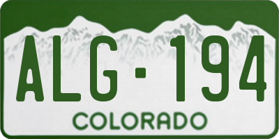 CO license plate ALG194