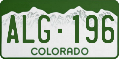 CO license plate ALG196