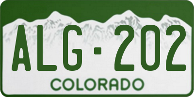 CO license plate ALG202