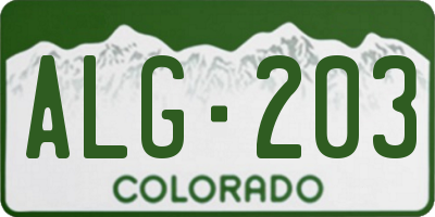 CO license plate ALG203