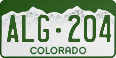 CO license plate ALG204