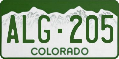 CO license plate ALG205