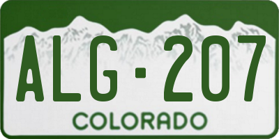 CO license plate ALG207