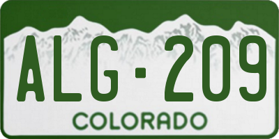 CO license plate ALG209