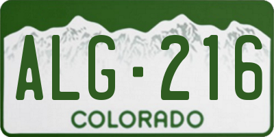CO license plate ALG216