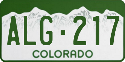 CO license plate ALG217
