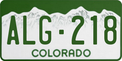 CO license plate ALG218