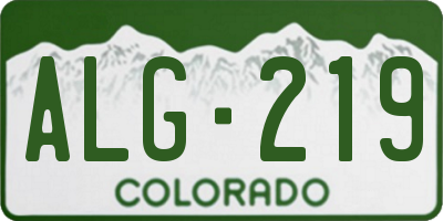 CO license plate ALG219