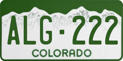 CO license plate ALG222