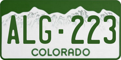 CO license plate ALG223
