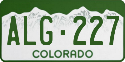 CO license plate ALG227