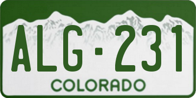 CO license plate ALG231