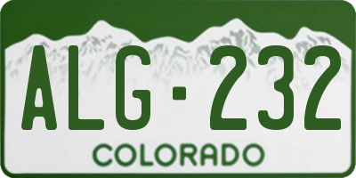 CO license plate ALG232