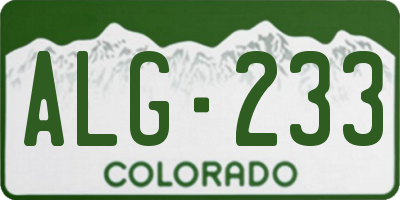 CO license plate ALG233