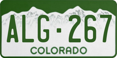 CO license plate ALG267
