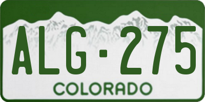 CO license plate ALG275