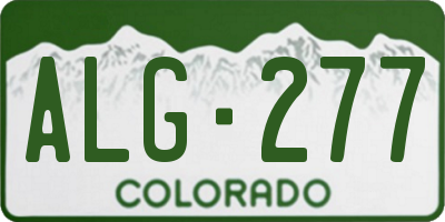 CO license plate ALG277