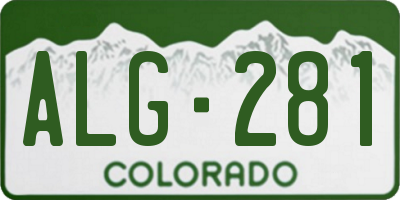 CO license plate ALG281