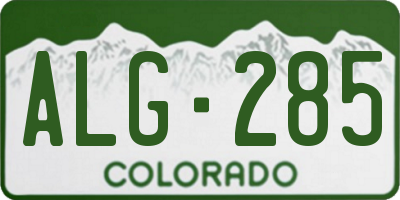 CO license plate ALG285