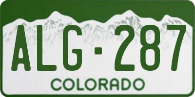 CO license plate ALG287