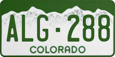 CO license plate ALG288