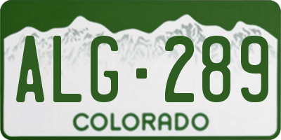 CO license plate ALG289