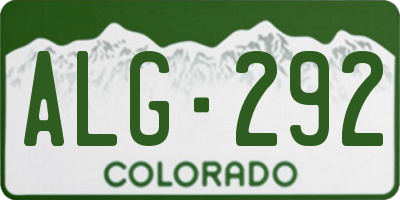CO license plate ALG292