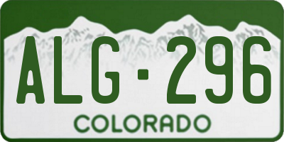 CO license plate ALG296