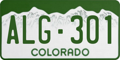 CO license plate ALG301