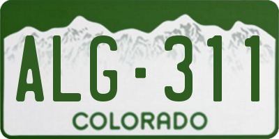 CO license plate ALG311