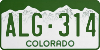 CO license plate ALG314
