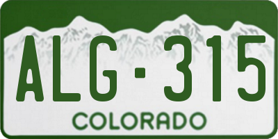 CO license plate ALG315